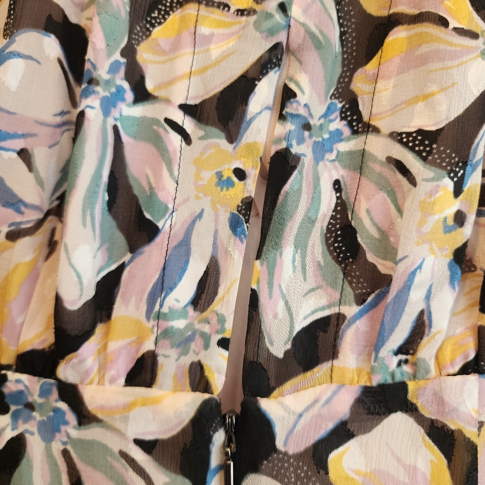 REBECCA TAYLOR NYC  BOW FLEUR MIDI  RUCHED DRESS SIZE 0 - Picture 16 of 17